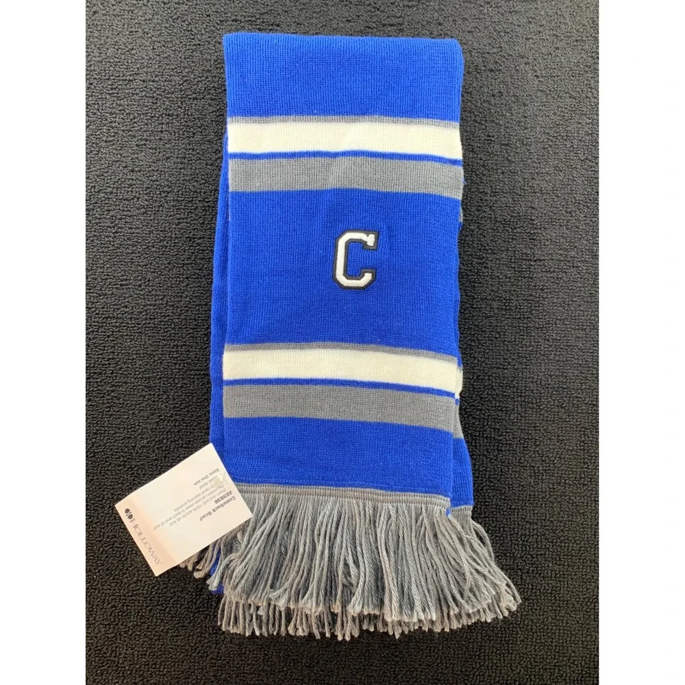 Holloway Men's Royal Blue Gray White C Letter Rib Knit Tassel Scarf One Size